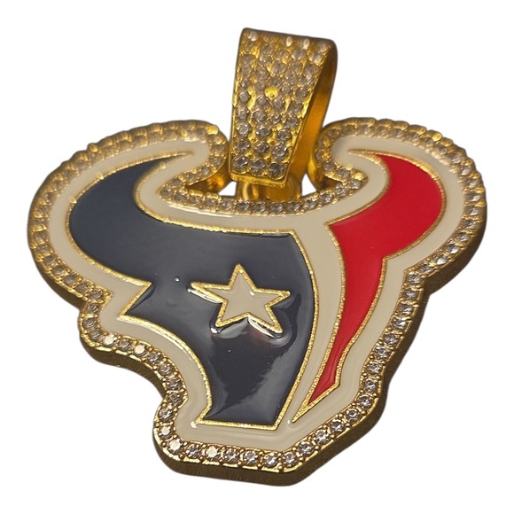Other - Houston Texans NFL Logo Pendant Iced Out Gold Tone Enamel Bull Head Jewelry